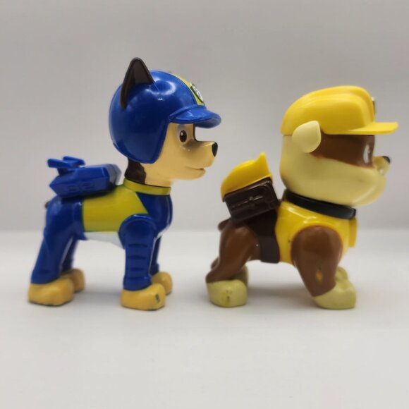 Paw Patrol Chase and Rubble Toy Figures Police Dog Action Poseable Lot of 2 - Picture 2 of 8